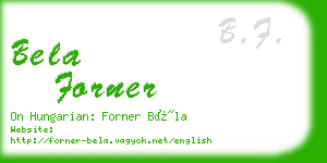 bela forner business card